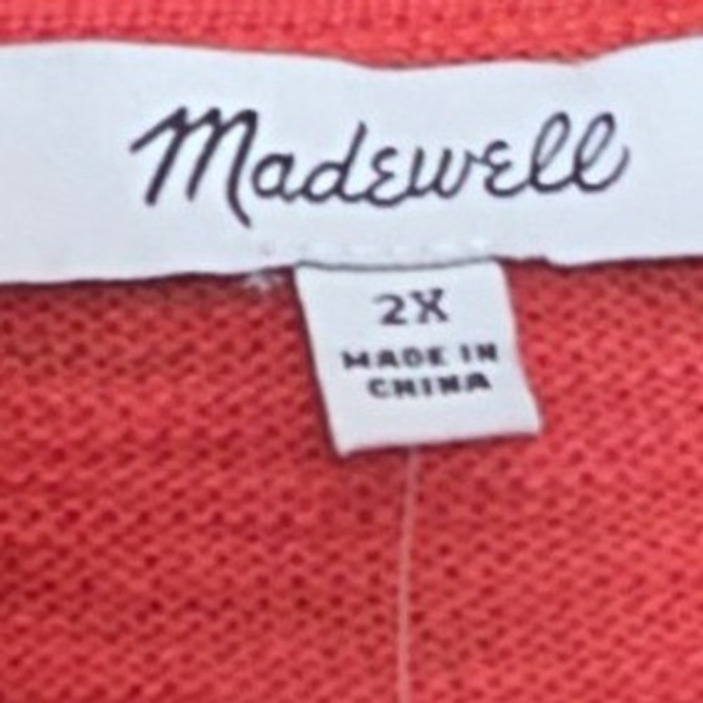 Madewell Cardigan Womens 2X Coastal Orange Open Front Pockets M2235 NWT - Picture 7 of 8